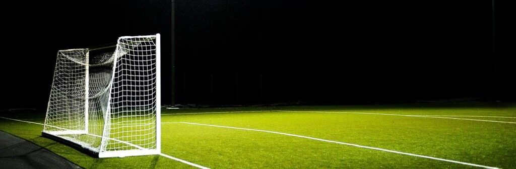 Sports facility lit by LED floodlights